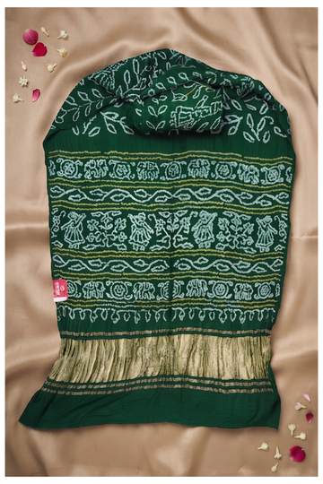 Bottle Green Bandhni Art Silk Wedding Party Wear