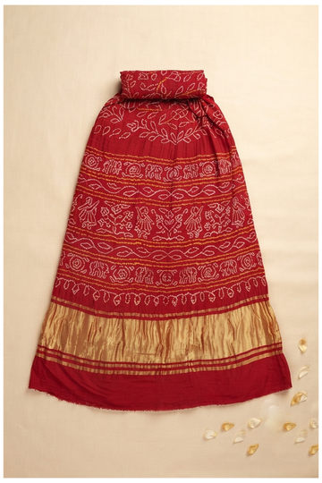 Maroon Gajji Silk Bandhni Wedding Saree