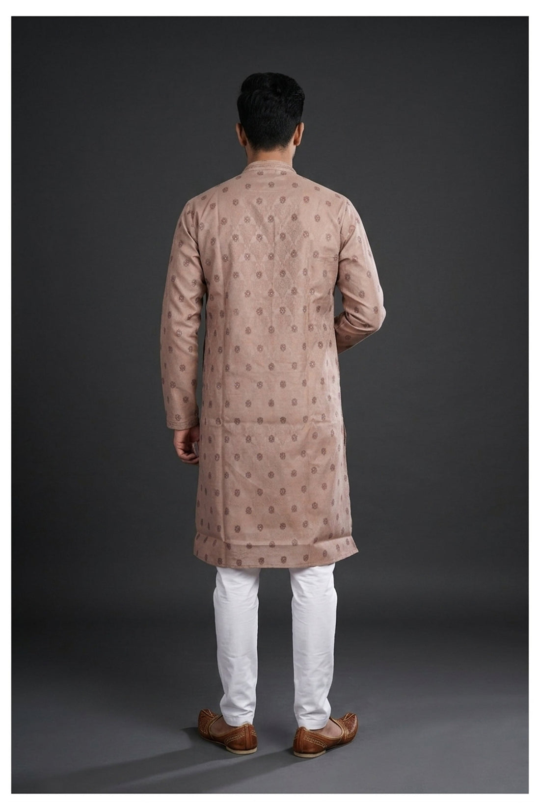 Taupe Motif Print Men’S Kurta Set