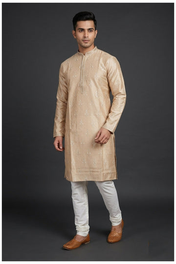 Champagne Gold Buti Print Men’S Kurta Set