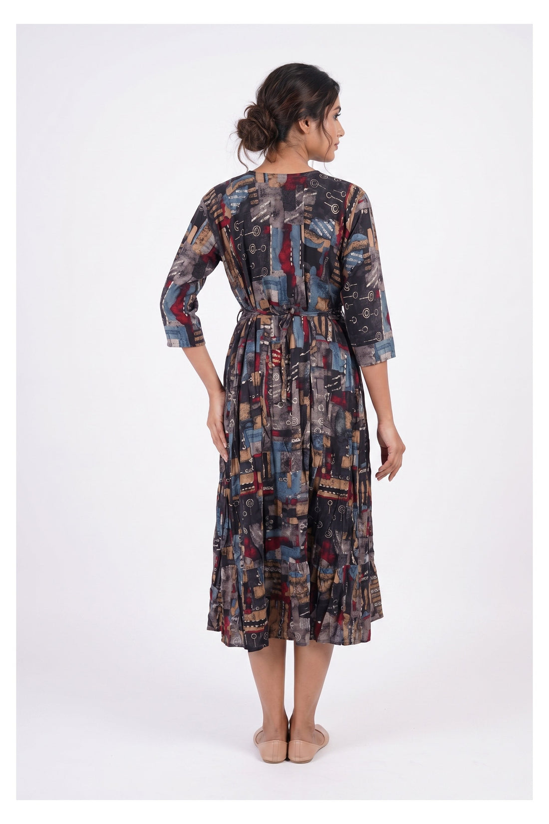 Abstract Print Indowestern Midi Dress