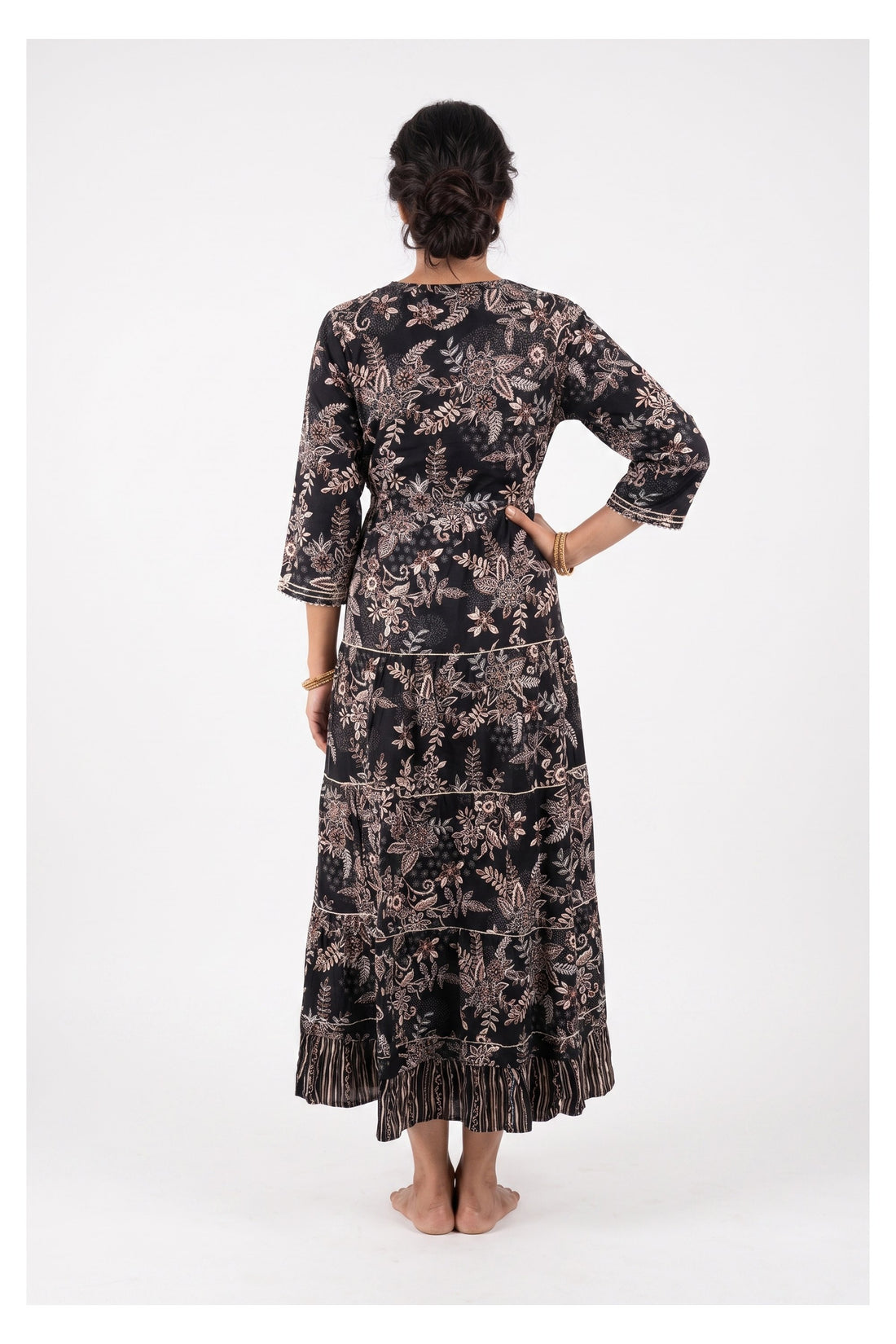 Midnight Black Floral Tiered Maxi Dress