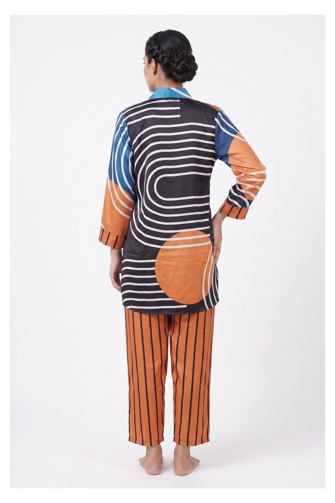 Abstract Stripe Co-Ord Indowestern Shirt Set