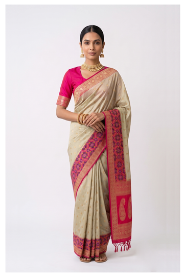 Sage Green Banarasi Art Silk Saree For Wedding & Party Wear