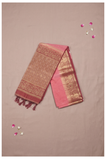 Coral Cotton Wedding Party Wear Saree