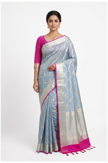 Pestal  Sky  Blue Banarasi Art Silk Wedding Saree