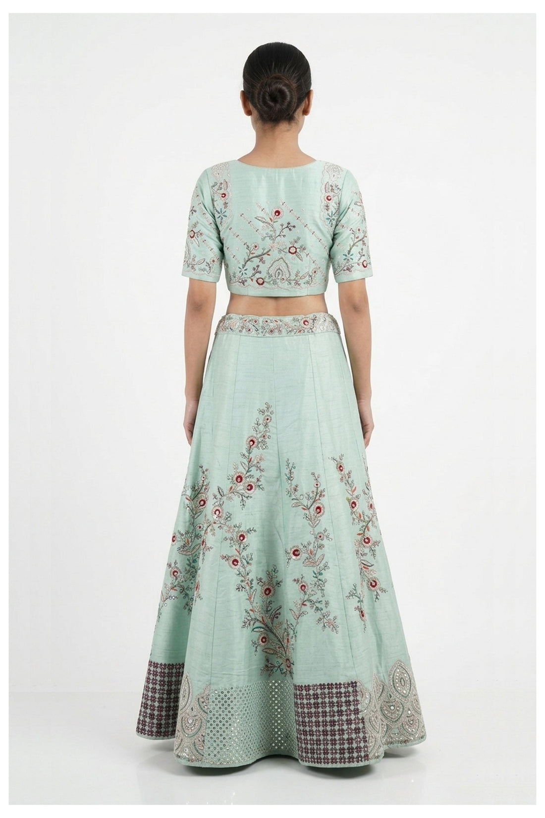 Mint Green Embroidered Lehenga Choli With Net Dupatta