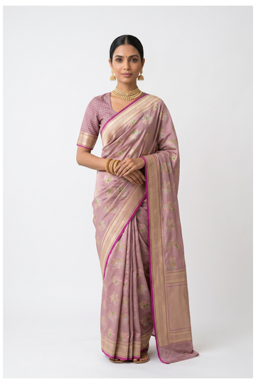 Mauve Banarasi Art Silk Wedding Party Wear Saree