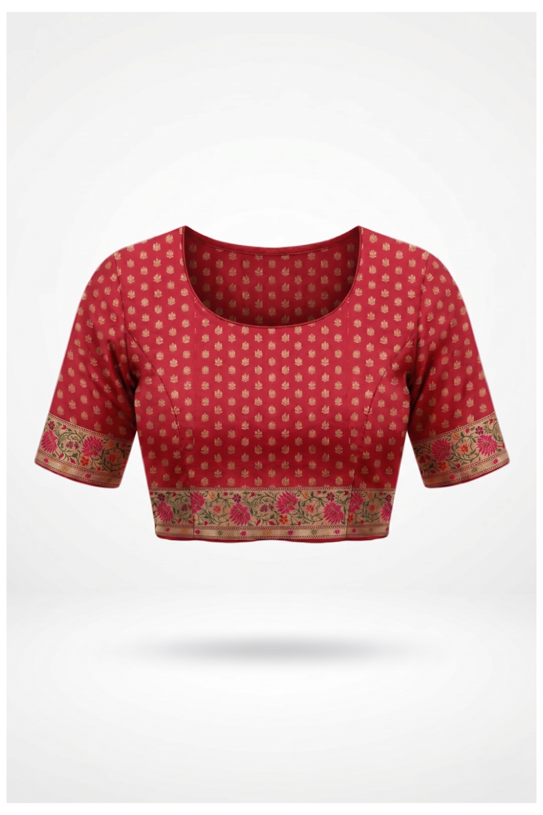 Deep Pink Banarasi Silk Patola Saree With Floral Border