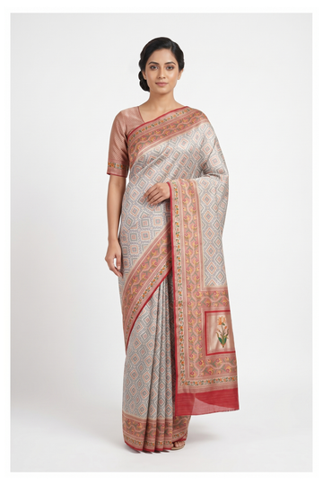 Maroon Banarasi Silk Patola Saree With Jaal Weaving