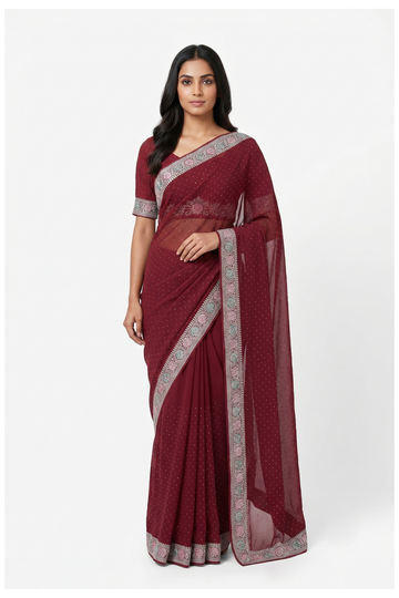 Maroon Banarasi Art Silk Wedding & Party Saree