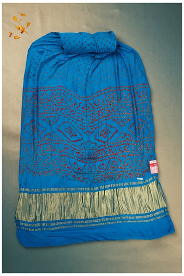 Royal Blue Bandhni Gajji Silk Wedding Saree