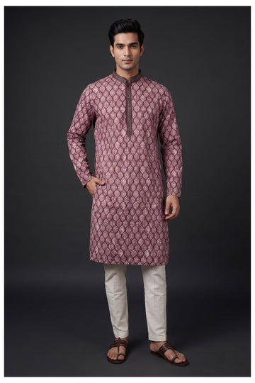 Wine Jacquard Designer Men’S Kurta