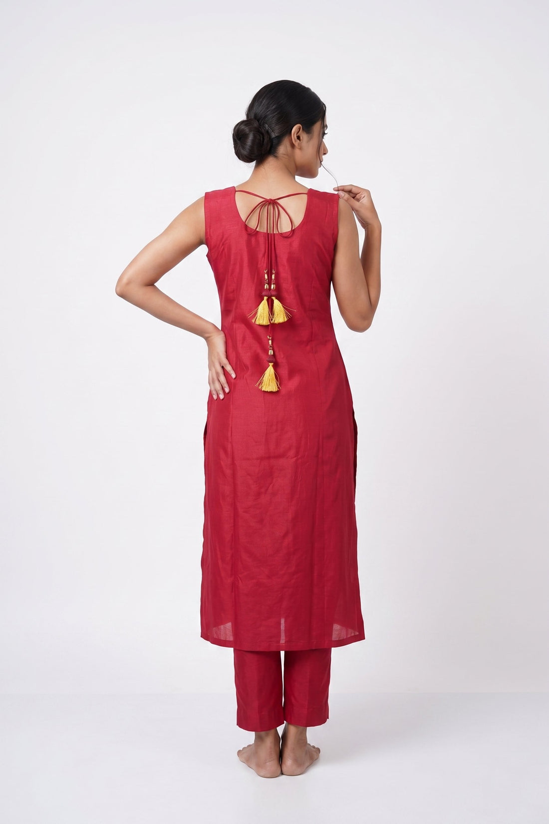 Rani Pink Festive Kurta Set With Mustard Dupatta