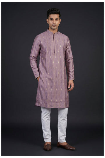 Lavender Zari Motif Kurta Set