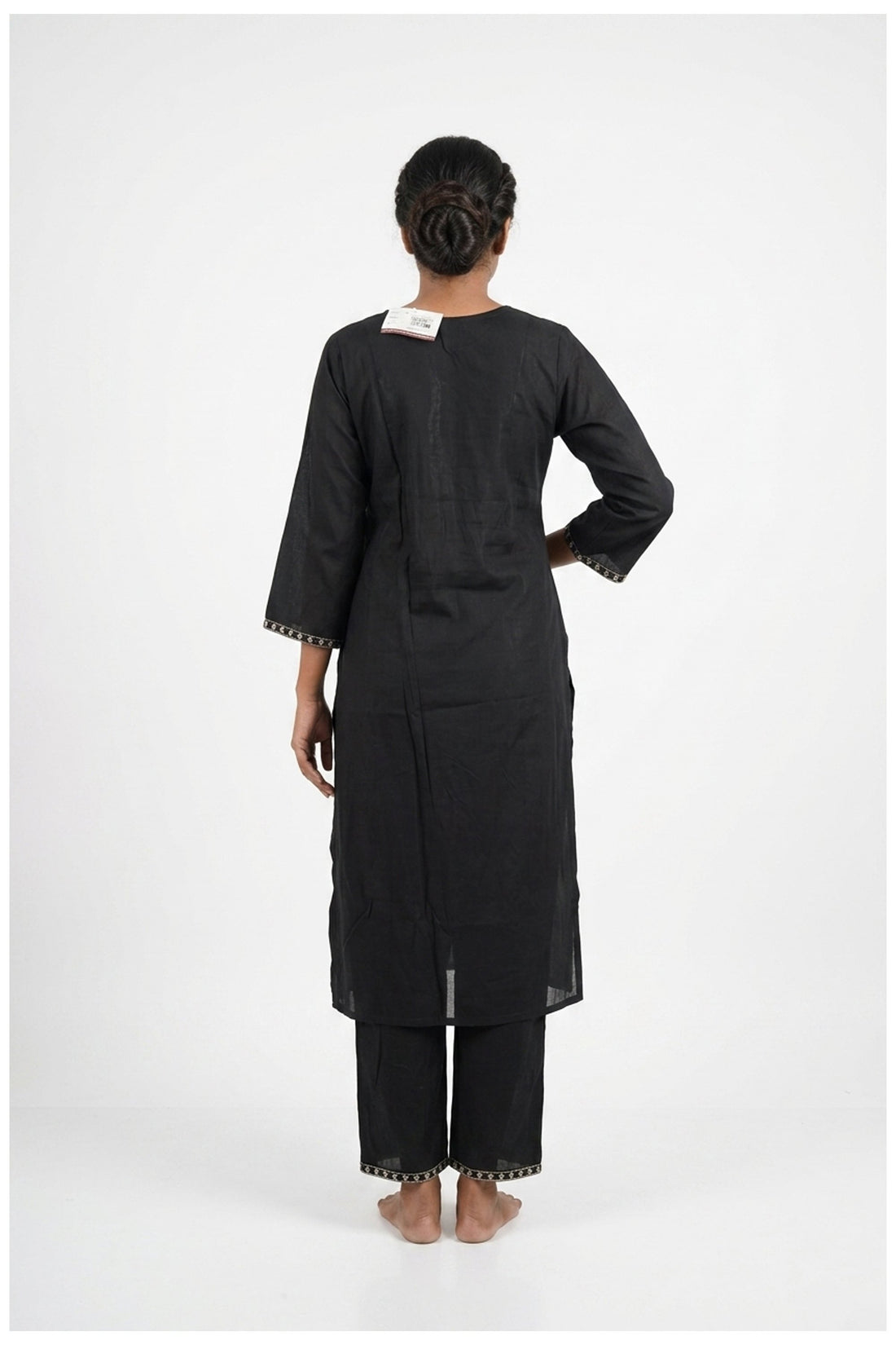 Black Embroidered Kurta Pant Set With Dupatta