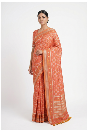 Coral Banarasi Art Silk Wedding & Party Wear Saree