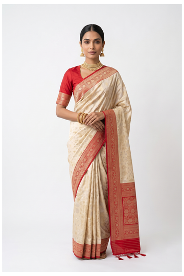 Champagne Banarasi Art Silk Wedding Saree