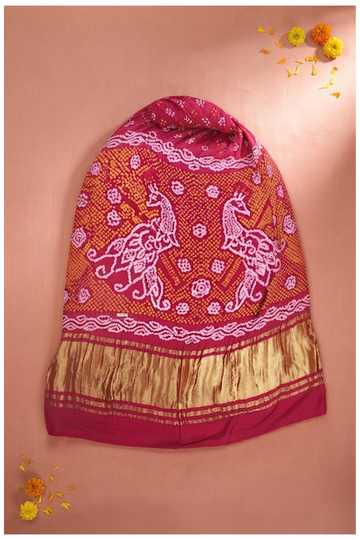Rani Pink Bandhni Gajji Silk Wedding Saree