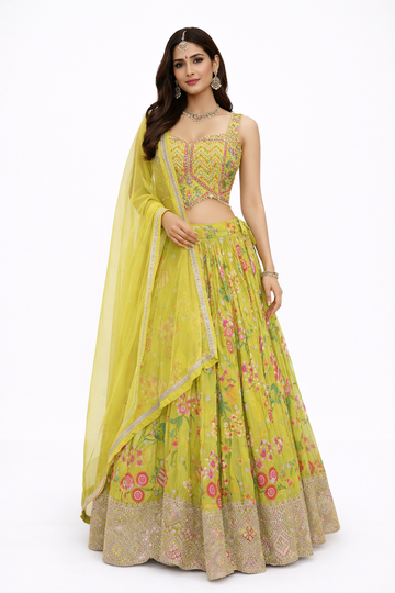 OLIVE GOLD LEHENGA CHOLI