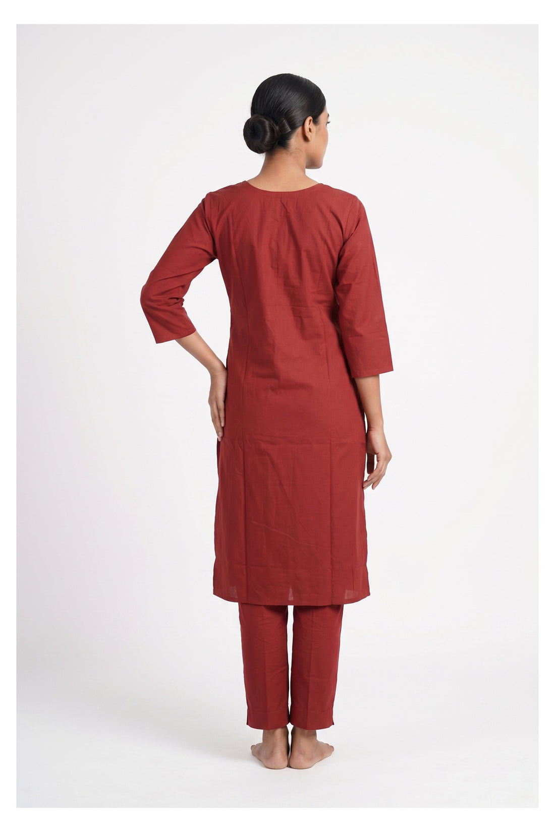Rust Elegance Straight Kurta Pant Set