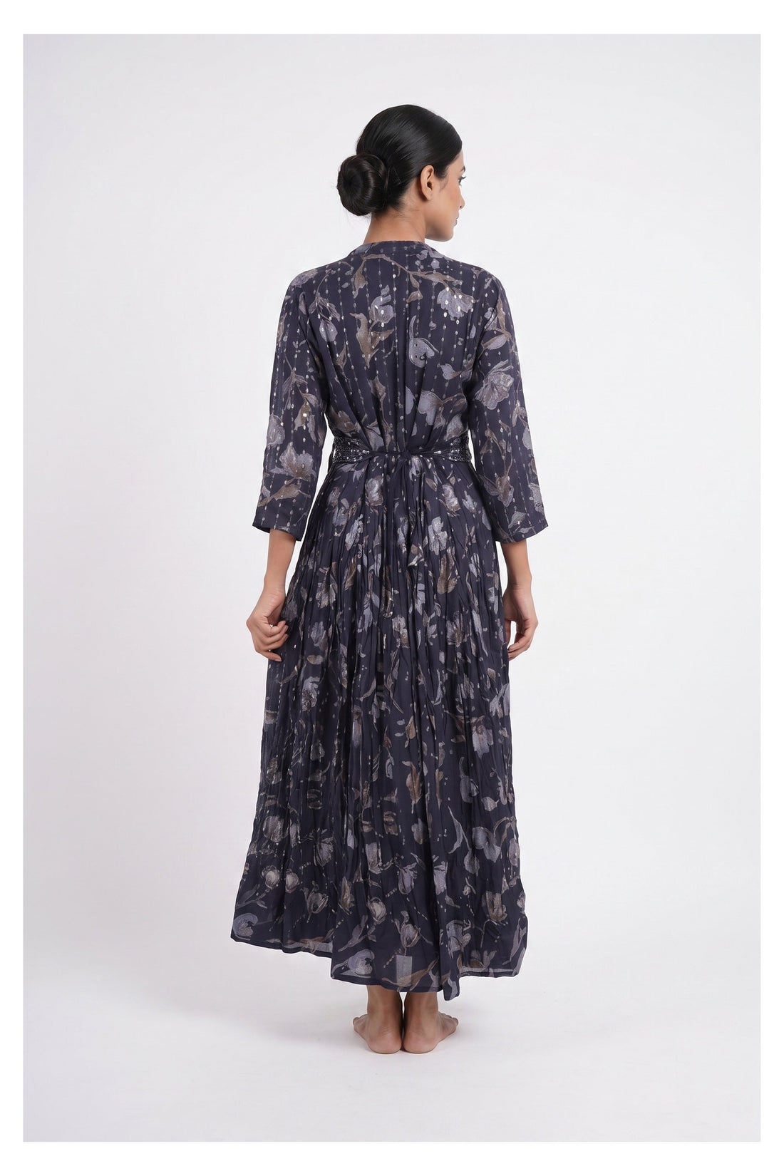 Moonlit Floral Anarkali Maxi Dress