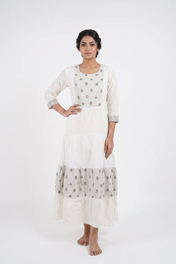 Ivory Bloom Tiered Maxi Dress