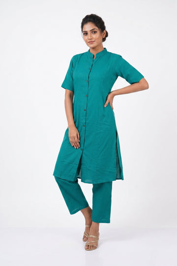 Teal Breeze Straight Kurta Co-Ord Set