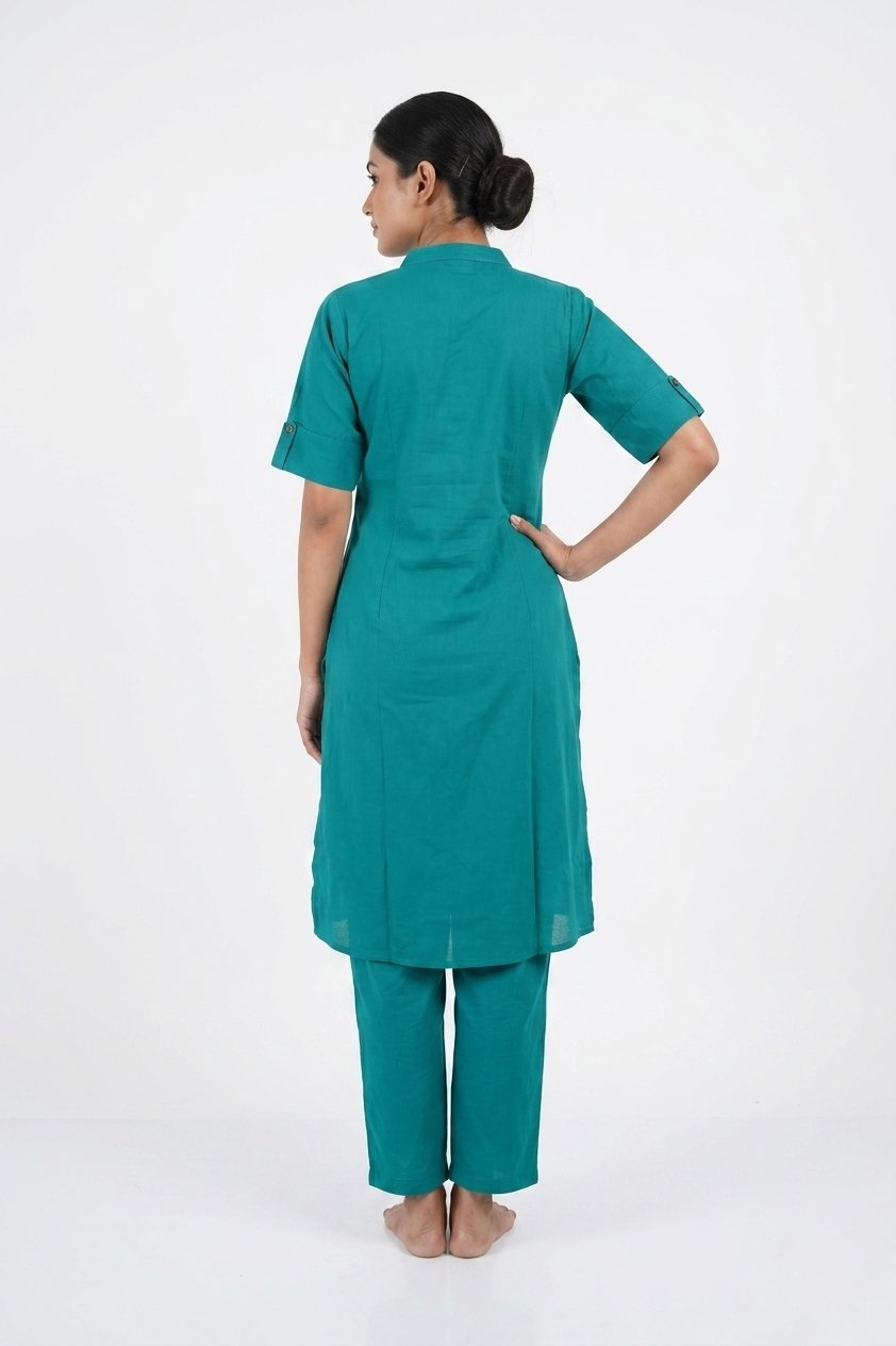Teal Breeze Straight Kurta Co-Ord Set