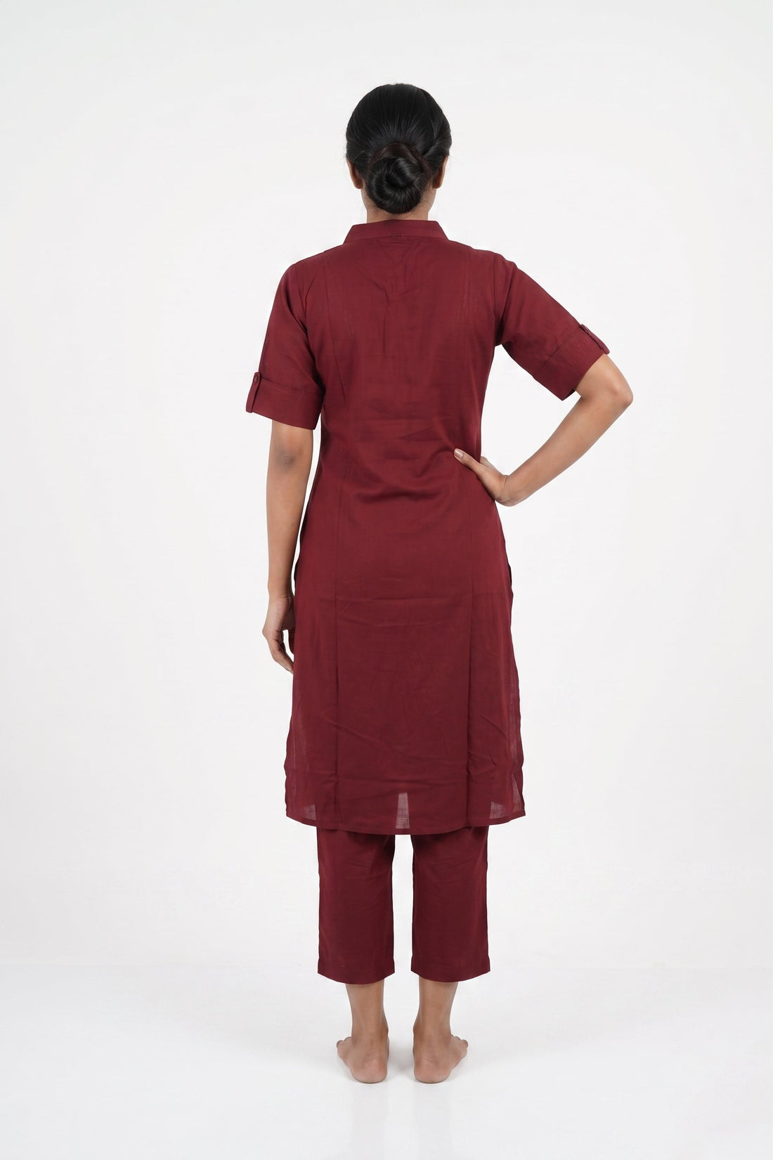Wine Elegance Straight Kurta Co-Ord Set