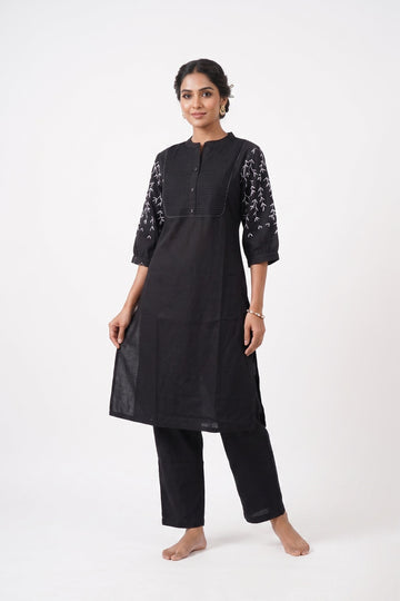 Classic Noir Embroidered Kurta Pant Set