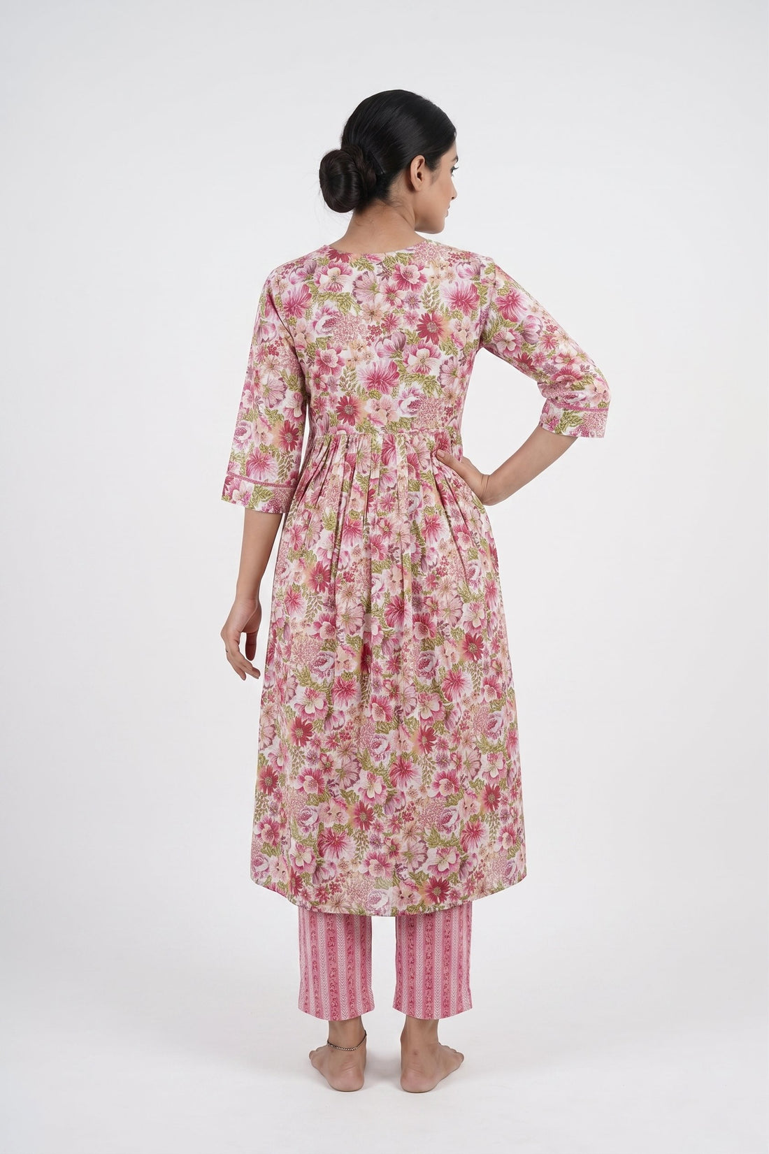 Rosy Bloom Flared Kurta Co-Ord Set
