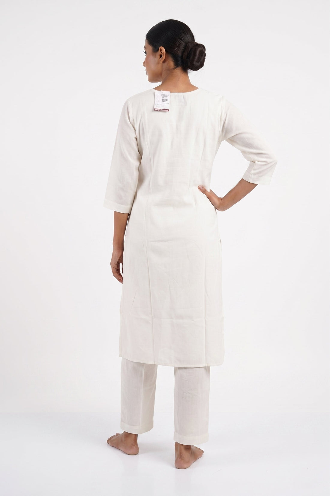 Snow White Floral Embroidered Kurta Set