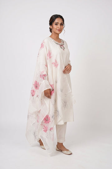 Ivory Blossom Floral Kurta Set