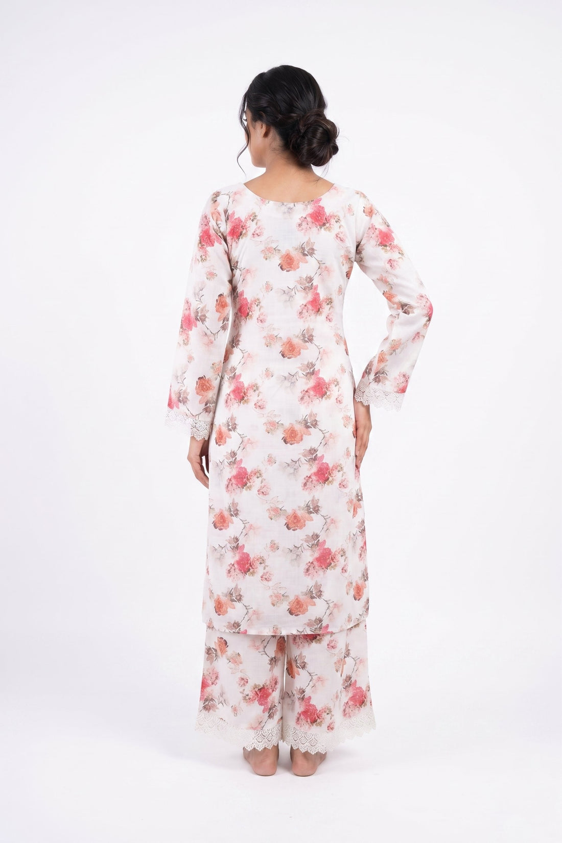 Blush Bloom Floral Kurta Palazzo Set With Dupatta