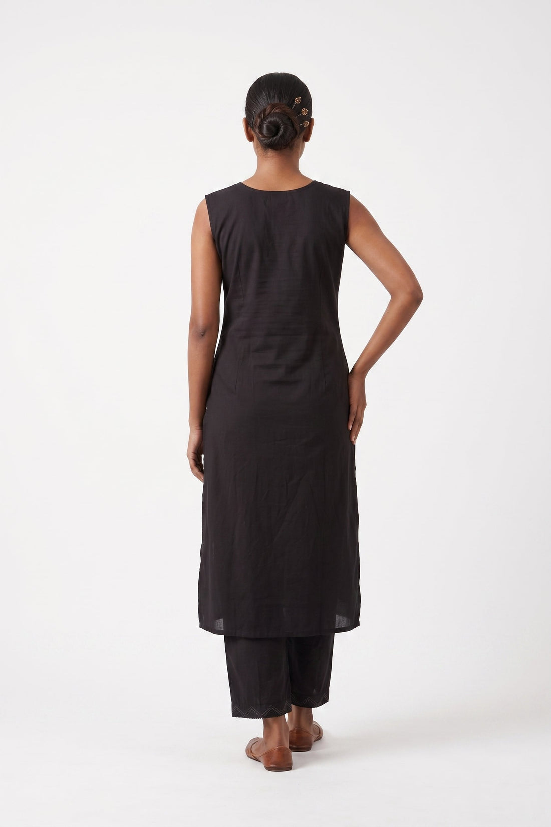 Midnight Black Embroidered Kurta Pant Dupatta Set