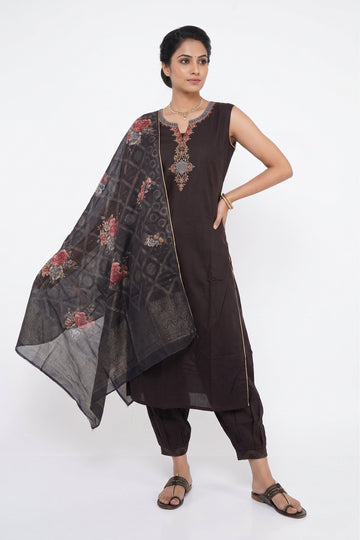 Midnight Floral Elegance Indo-Western Suit Set
