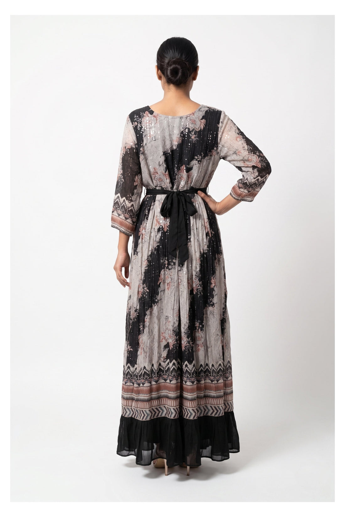 Midnight Mist Printed Anarkali Dress