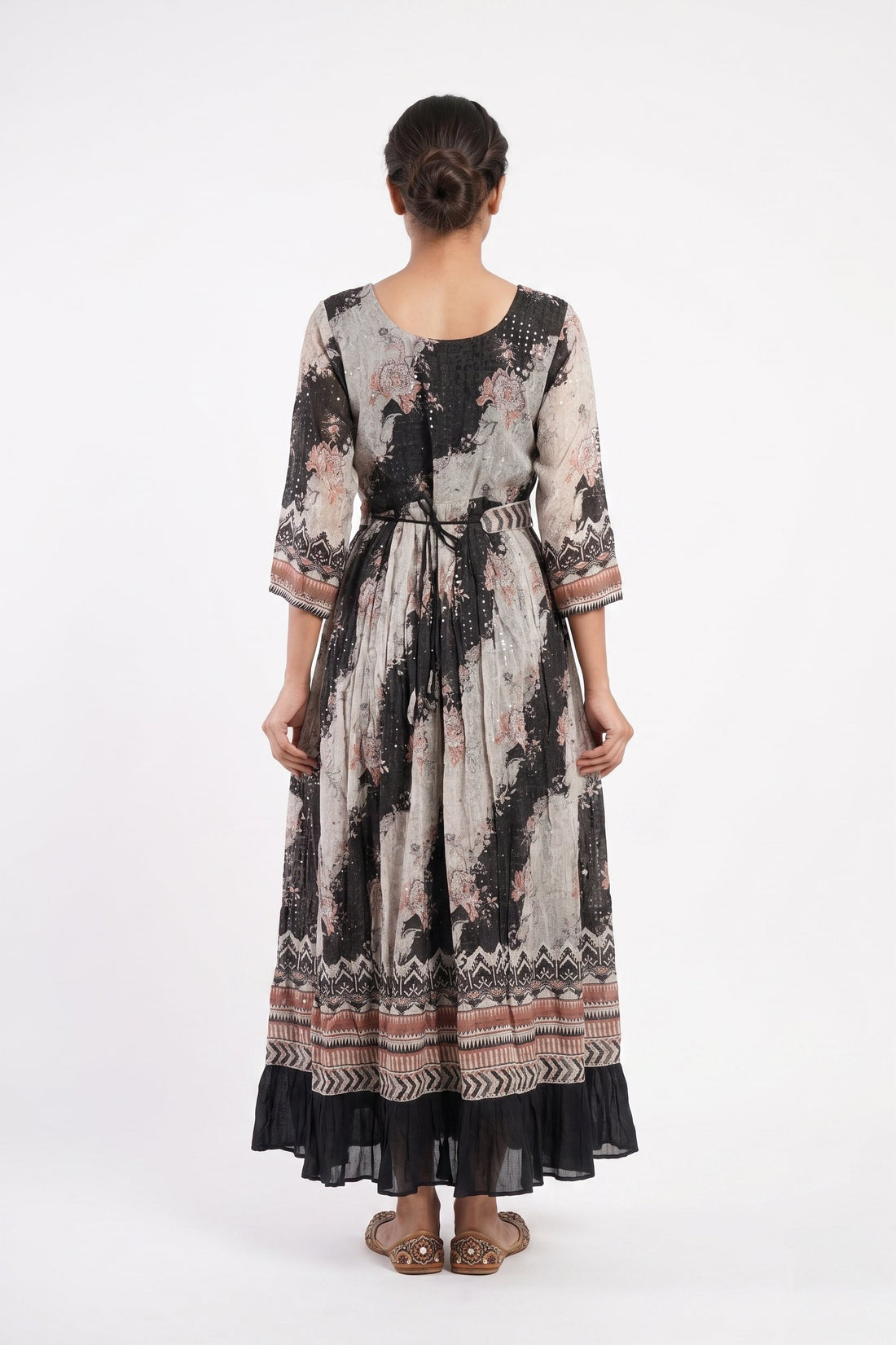 Midnight Bloom Designer Flared Gown