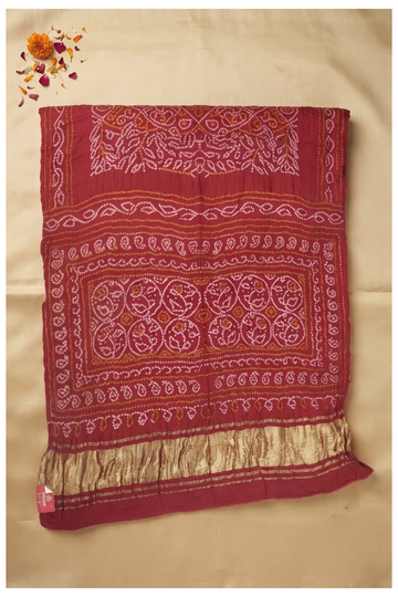 Maroon Bandhni Gajji Silk Wedding Saree