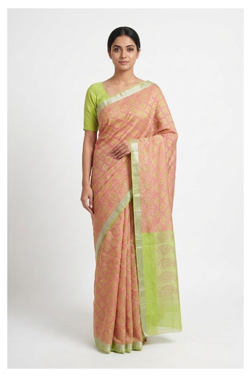 Coral Cotton Saree For Wedding & Party Wear