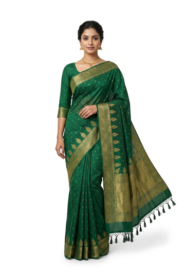 Bottle Green Banarasi Art Silk Wedding Saree