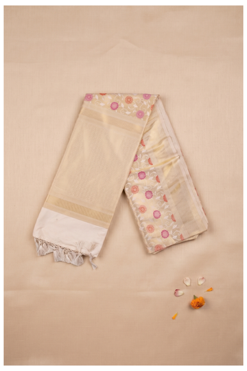 Champagne Banarasi Art Silk Wedding Party Wear Saree
