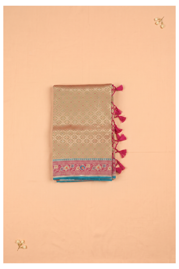 Champagne Banarasi Art Silk Wedding Saree