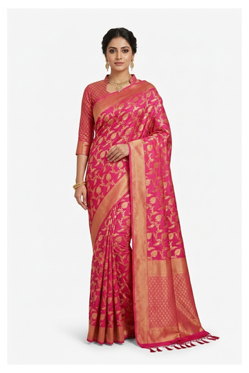 Violet Red  Banarasi Silk Art Silk Wedding Party Saree