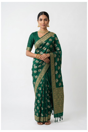 Bottle Green Banarasi Art Silk Wedding Saree
