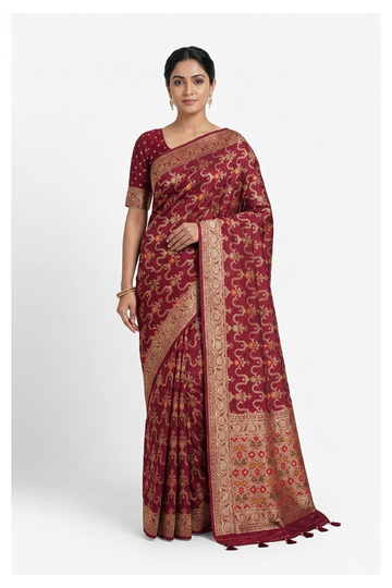 Maroon Banarasi Art Silk Wedding Saree