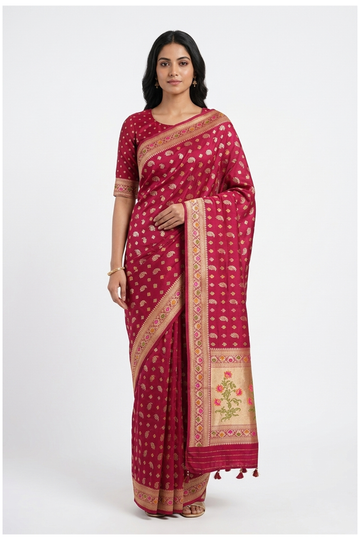 Maroon Banarasi Art Silk Wedding Saree