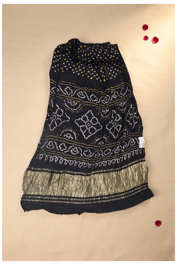 Black Bandhni Gajji Silk Wedding Saree