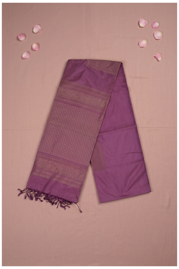 Elegant Mauve Banarasi Pure Silk Saree With Rich Floral Zari Border